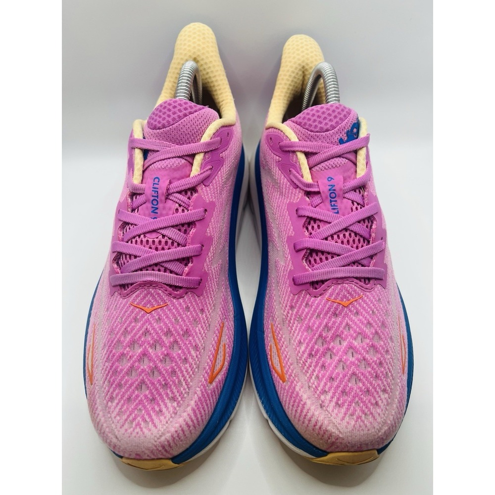 Hoka One One Women's Pink Running Sneakers with Blue Midsole - Picture 3 of 11